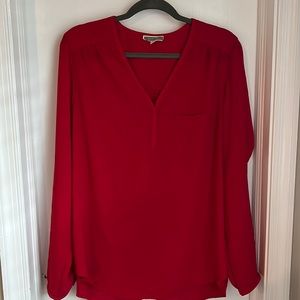 Red Long Sleeve Pleione Blouse